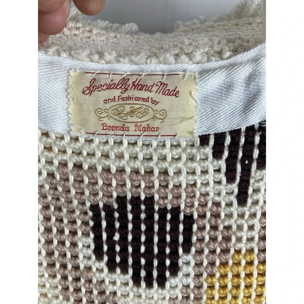 Vintage 1977 Bernat Hi Lo Latch Hook Owl Yarn Wall Tapestry Hanging Retro MCM
